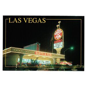 Slots A Fun Casino Las Vegas Vintage Postcard Night Lights Marquee Circus Strip